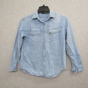 Hunt Club Womens Size S Blue Top Shirt Blouse Long Sleeve Button Up Casual